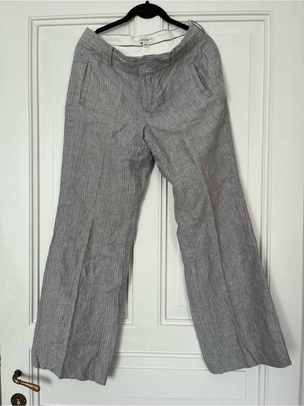 Banana Republic Grey Linen Martin Fit Wide Pants Trousers